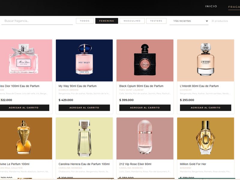 Catálogo de perfumes de NÜVE